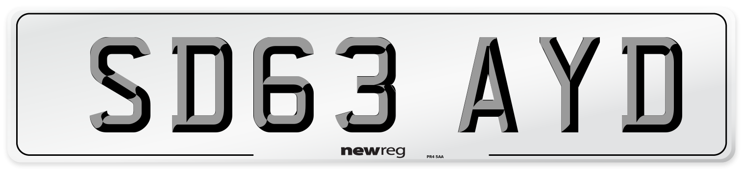 SD63 AYD Number Plate from New Reg